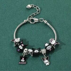 Silver and Black Charm Bracelet